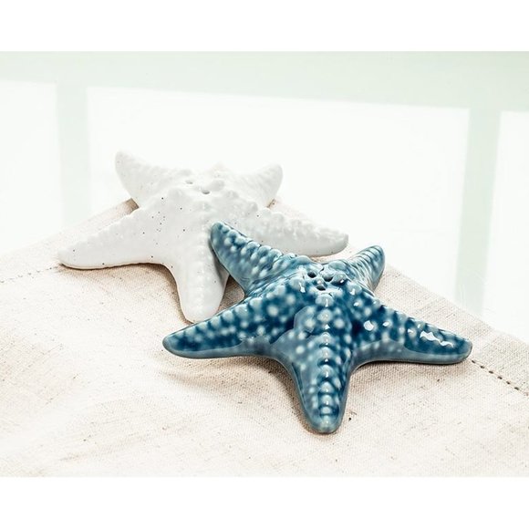 Coastal Starfish Nautical Porcelain Salt & Pepper Shakers - Picture 3 of 7